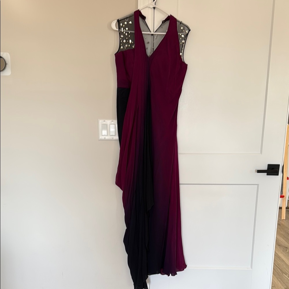Elegant Burgundy and Black Evening Dress